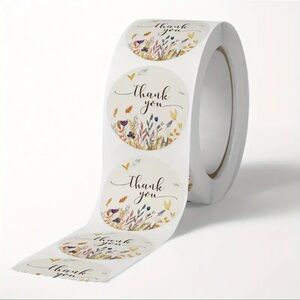 500pcs Floral Glossy Finish Round Thank You Labels